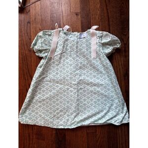 Henry Duvall Kids Girls Green White Scallop Star Print Puff Sleeve Dress Size 7